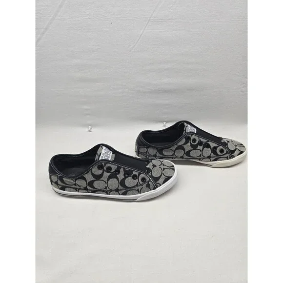 Coach Slip On Sneakers Womens 7.5 Monogram Logo Poppy Canvas Y2K Designer - Picture 3 of 9